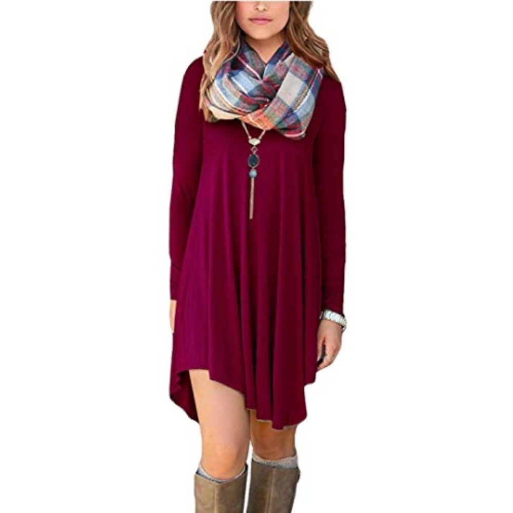 Women's Long Sleeve Casual Loose T-Shirt Dress